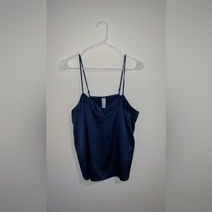 Navy blue silk top